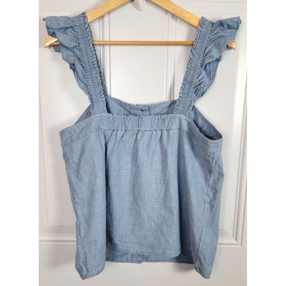 J. Crew Light Blue Ruffle Strap Button-Front Tank - Picture 6 of 6